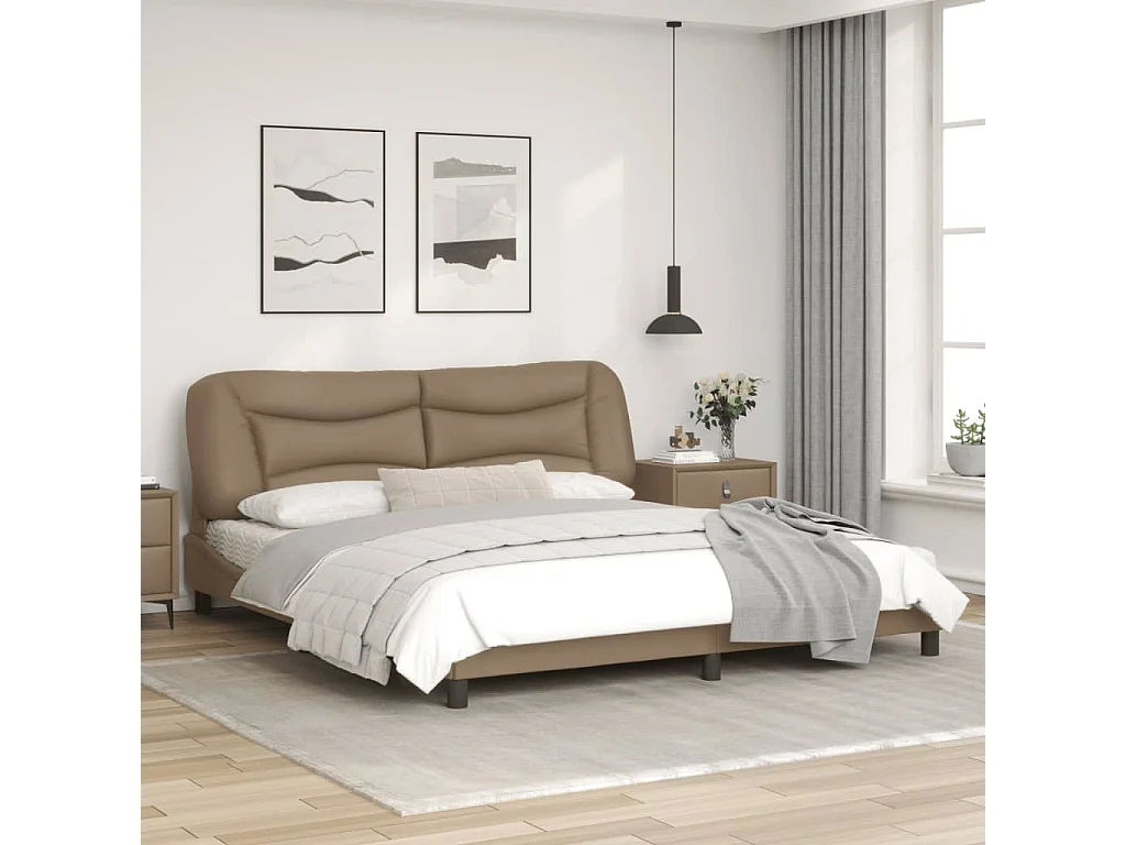 Cadre de lit avec lumières LED cappuccino 180x200 similicuir