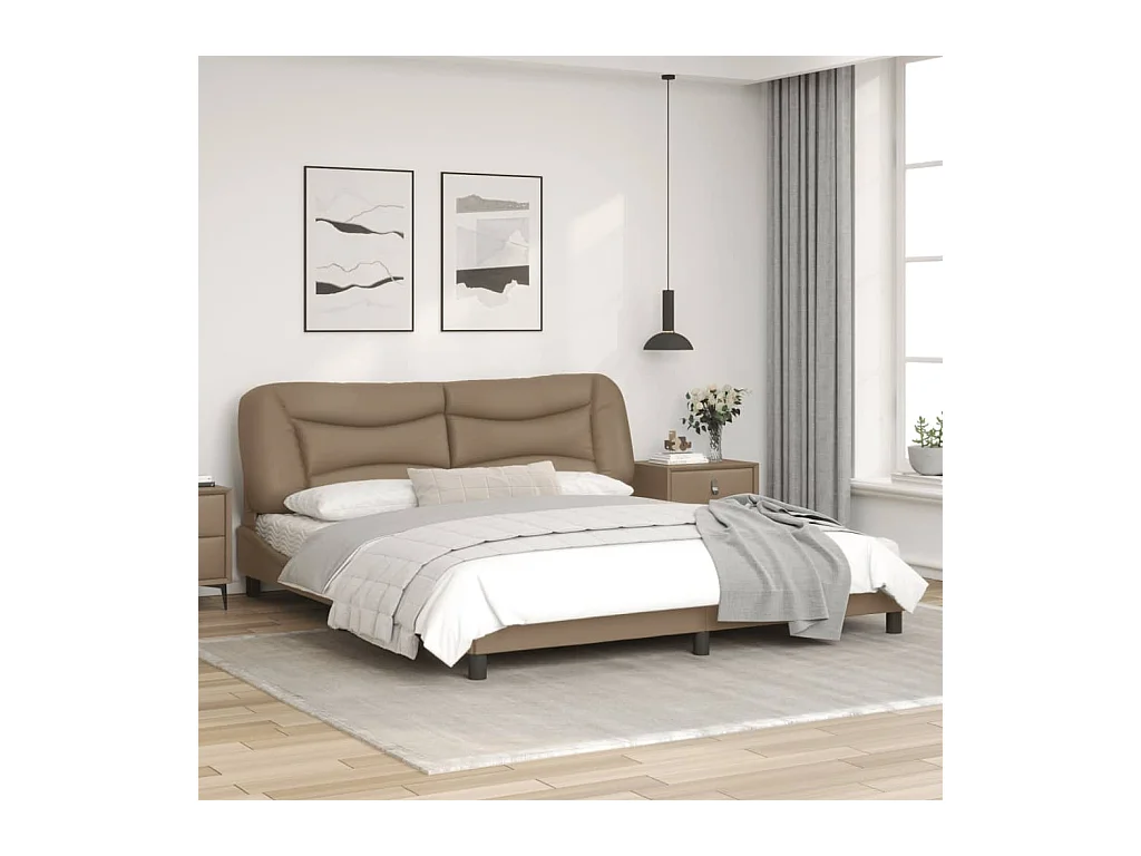 Bedframe met LED-verlichting kunstleer cappuccino 180x200 cm