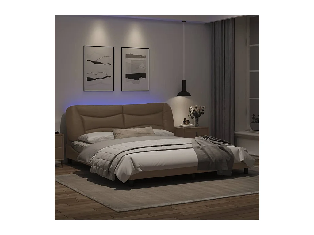 Bedframe met LED-verlichting kunstleer cappuccino 180x200 cm
