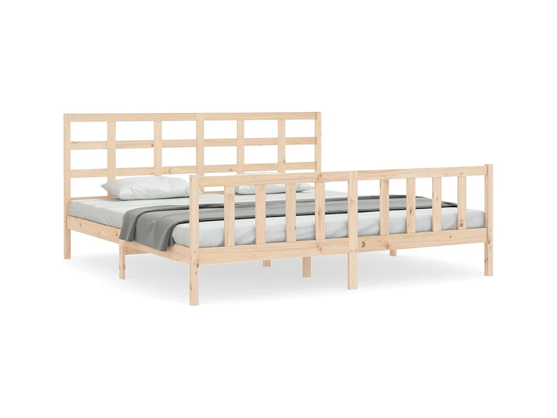 Bedframe met hoofdbord massief hout 160x200 cm