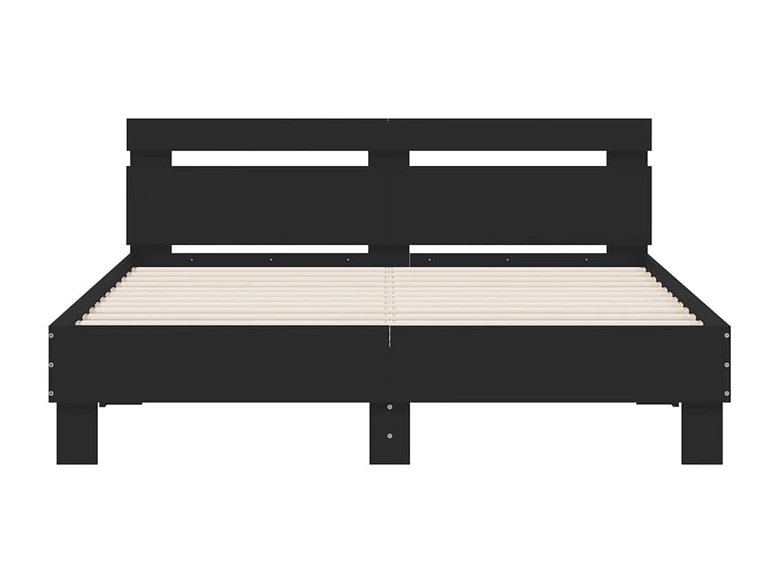 Cadre de lit avec tête de lit et LED noir 150x200