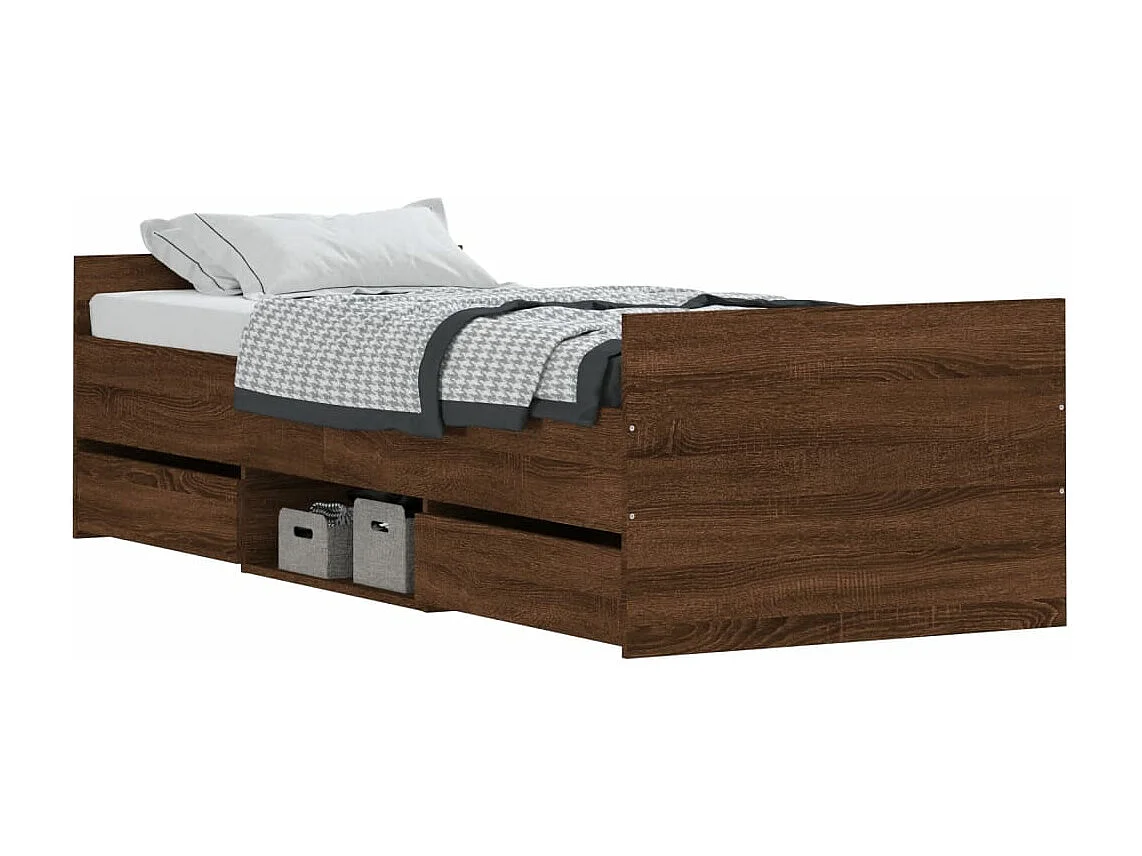 Cadre de lit tête de lit et pied de lit chêne marron 75x190