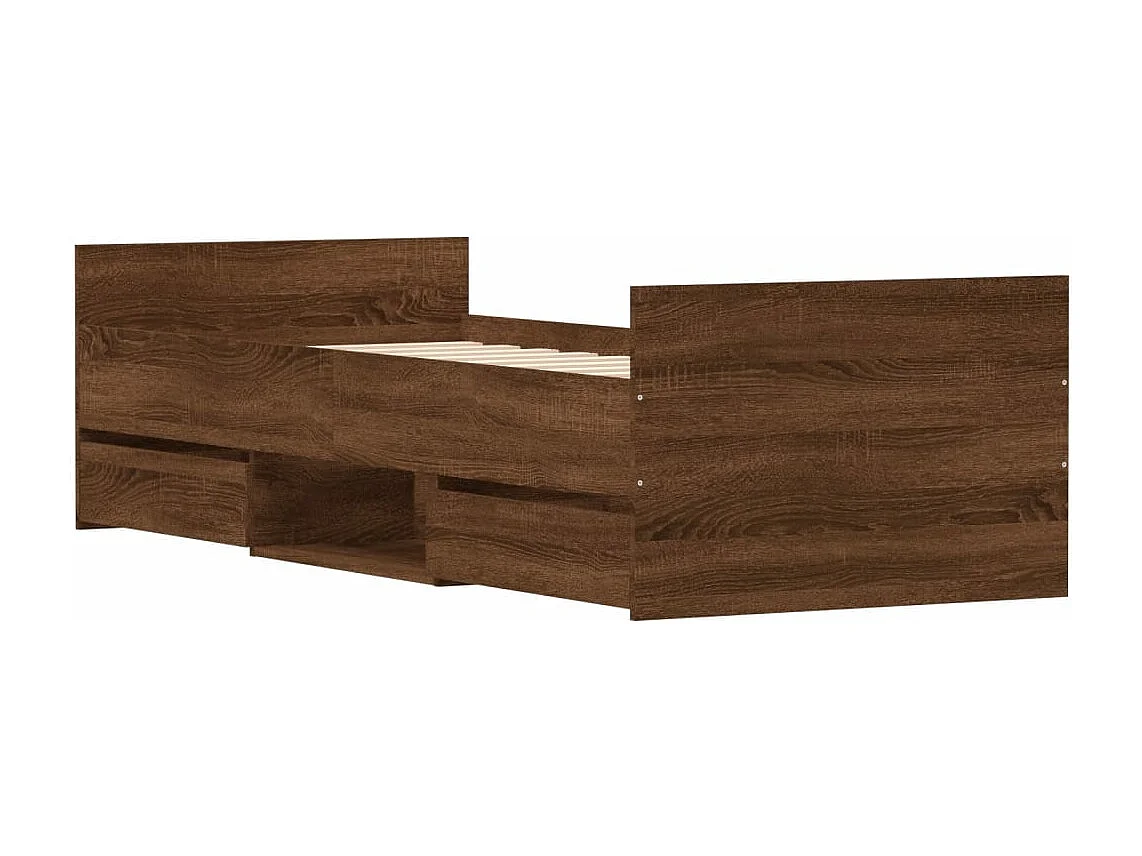 Cadre de lit tête de lit et pied de lit chêne marron 75x190