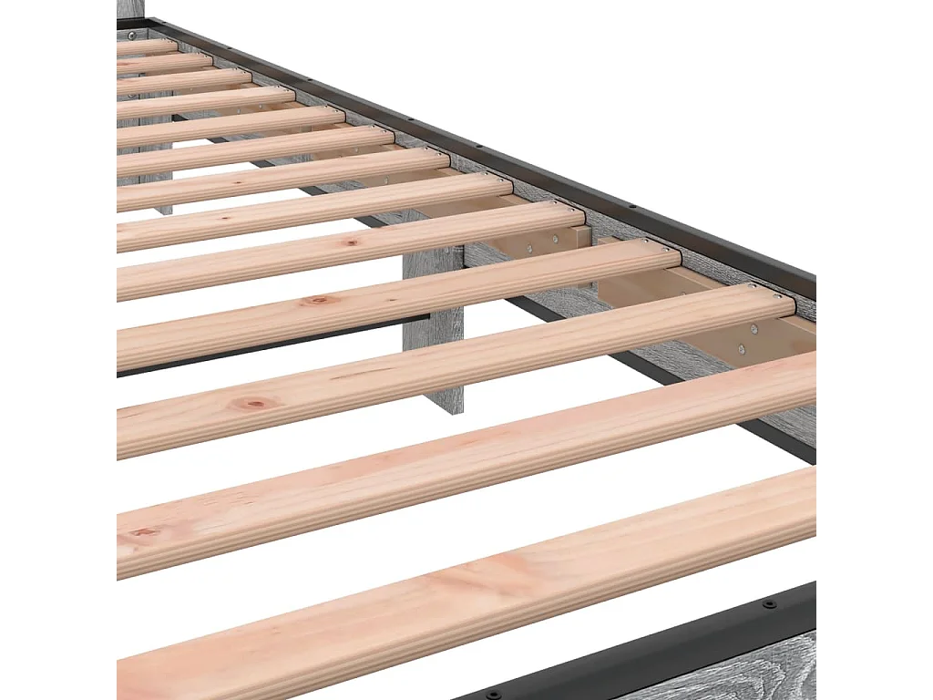 Bedframe bewerkt hout en metaal grijs sonoma eiken 100x200 cm