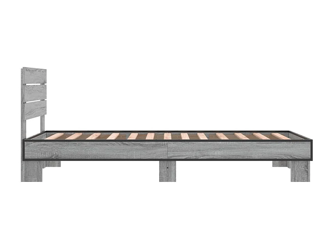 Bedframe bewerkt hout en metaal grijs sonoma eiken 100x200 cm