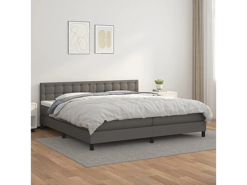 Sommier à lattes de lit avec matelas Gris 200x200 Similicuir
