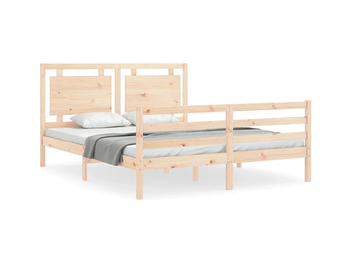 Cadre de lit avec tête de lit king size bois massif