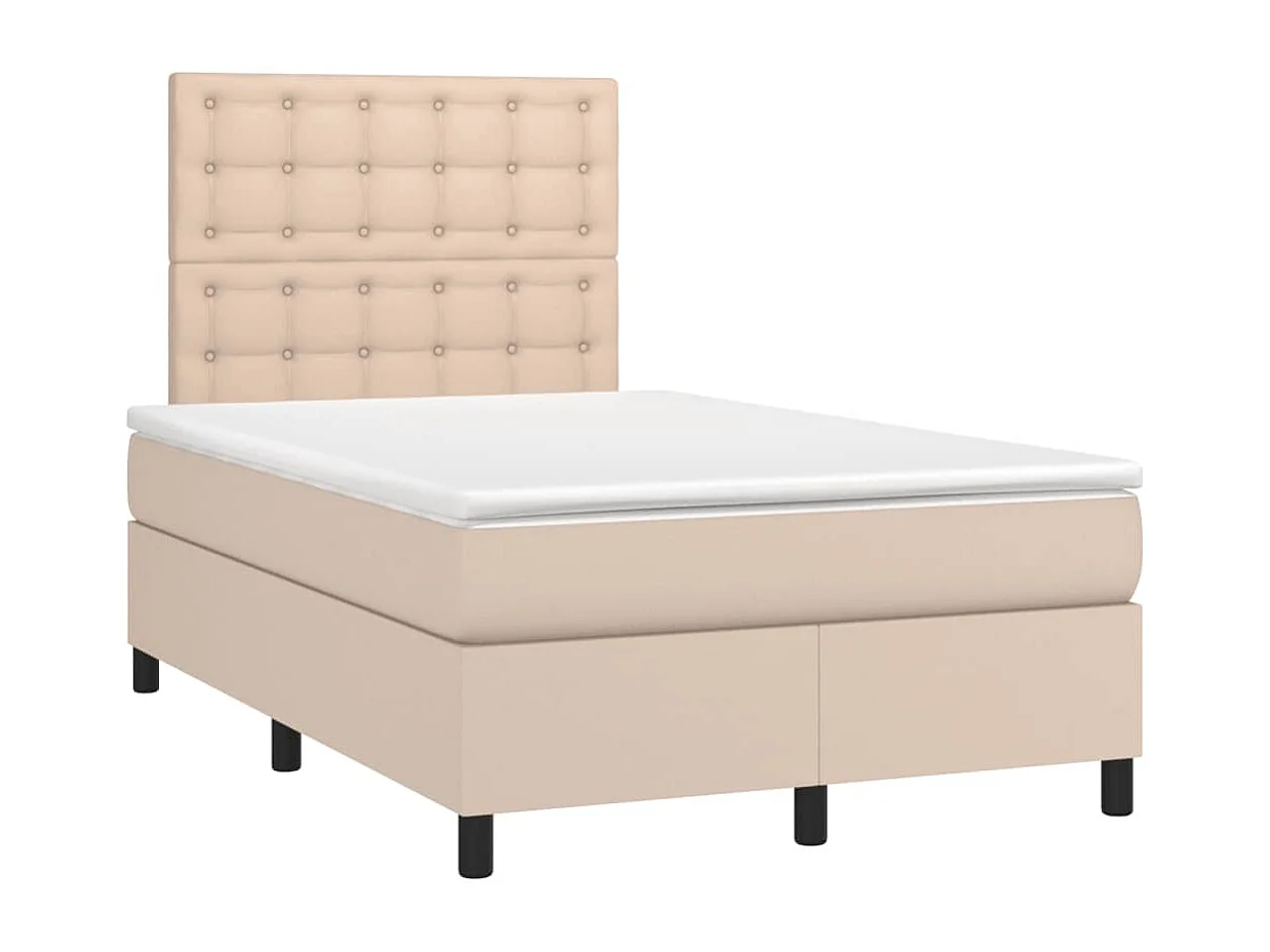 Sommier à lattes de lit matelas cappuccino 120x190 similicuir