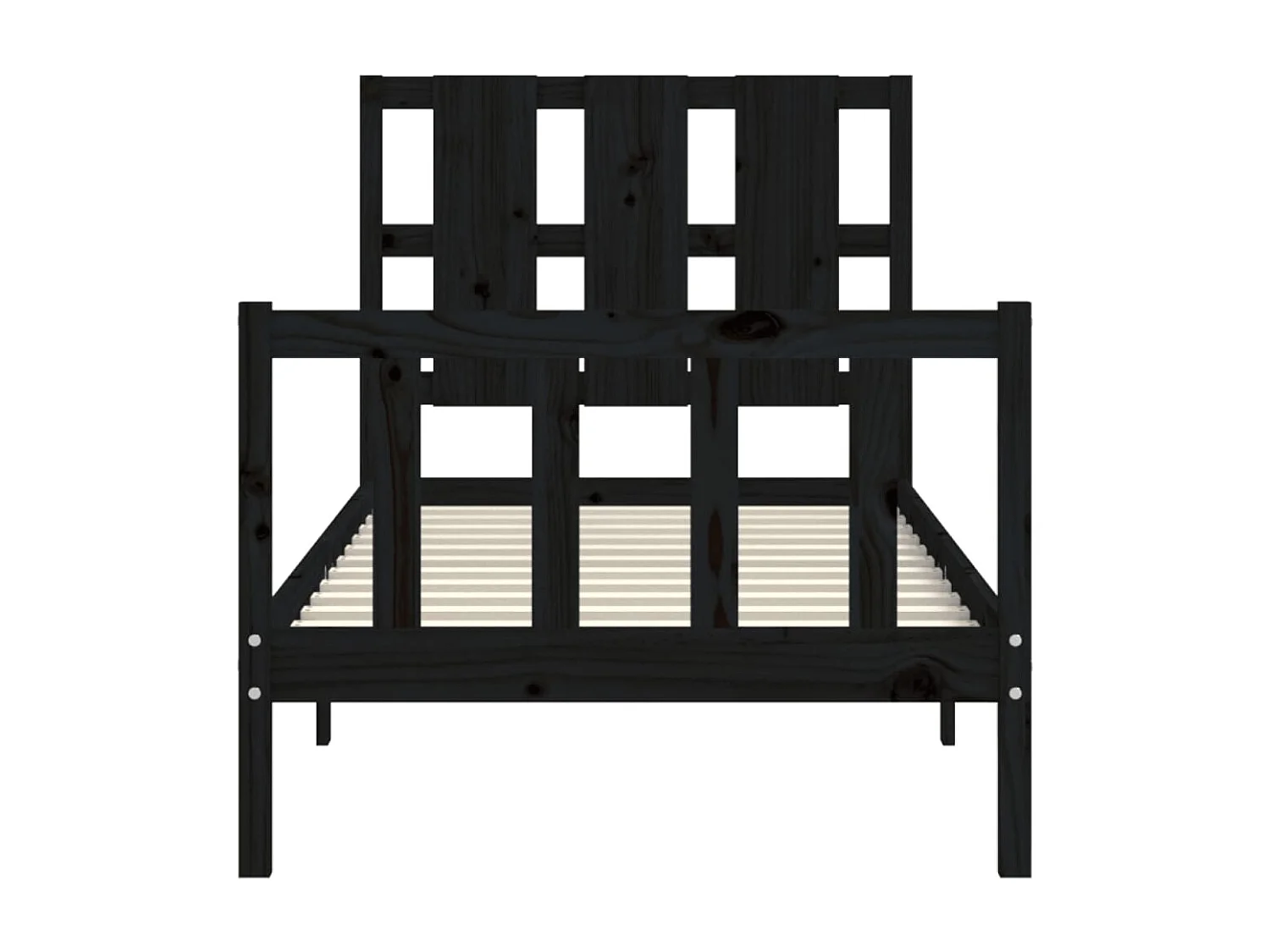 Cadre de lit avec tête de lit noir petit simple bois massif