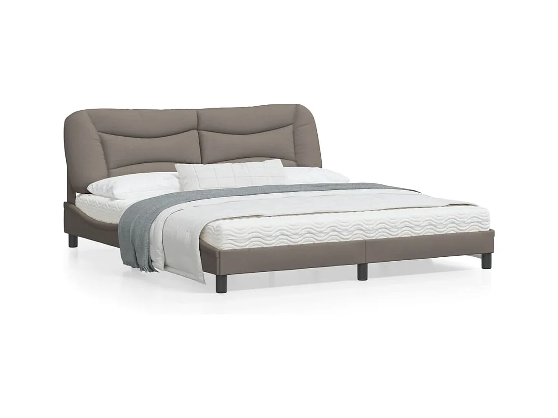 Cadre de lit avec tête de lit Taupe 180x200 Tissu