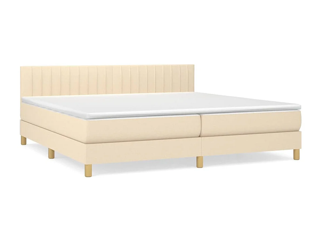 Lit à sommier tapissier avec matelas Crème 200x200 Tissu 7
