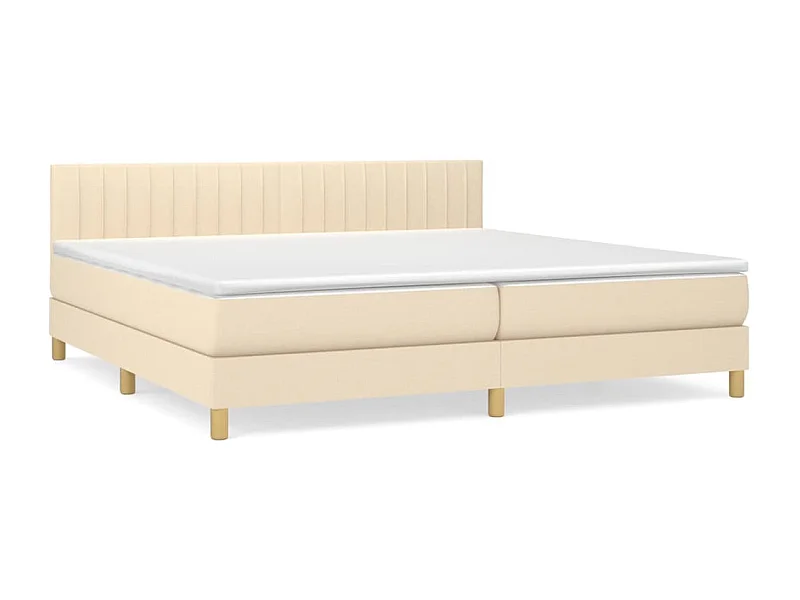Lit à sommier tapissier avec matelas Crème 200x200 Tissu 7