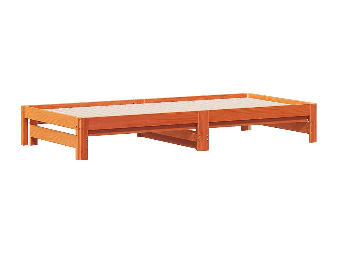 Lit de jour avec lit gigogne marron 80x200 pin massif