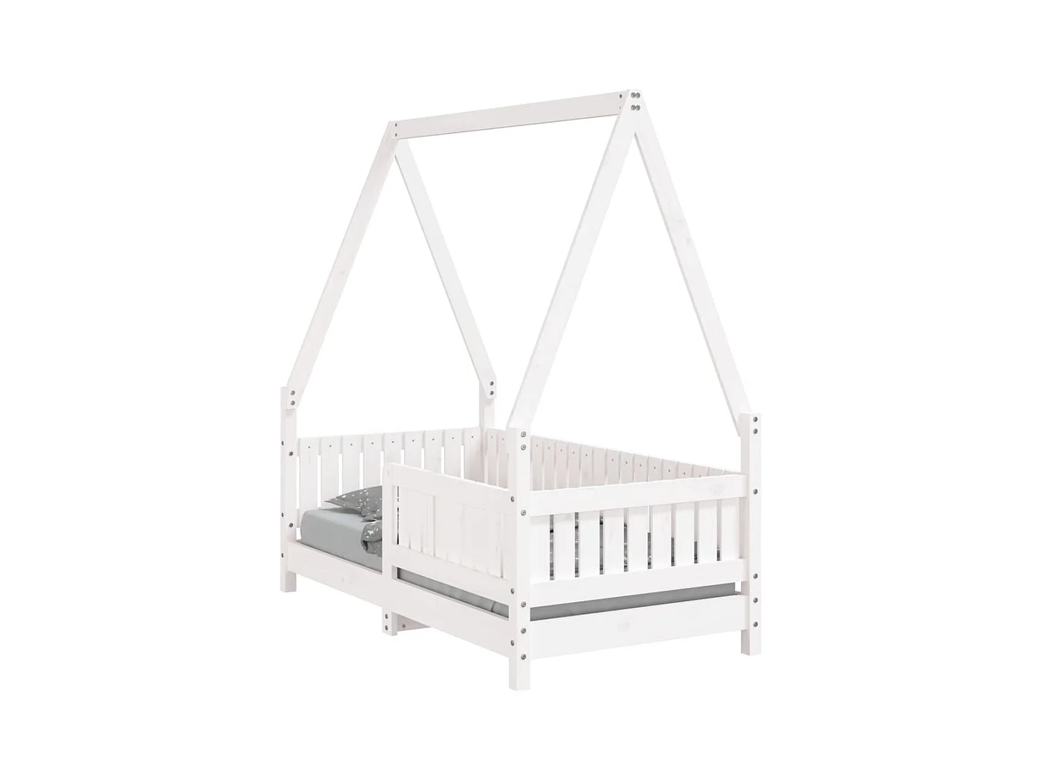 Cadre de lit pour enfant blanc 70x140 bois de pin massif