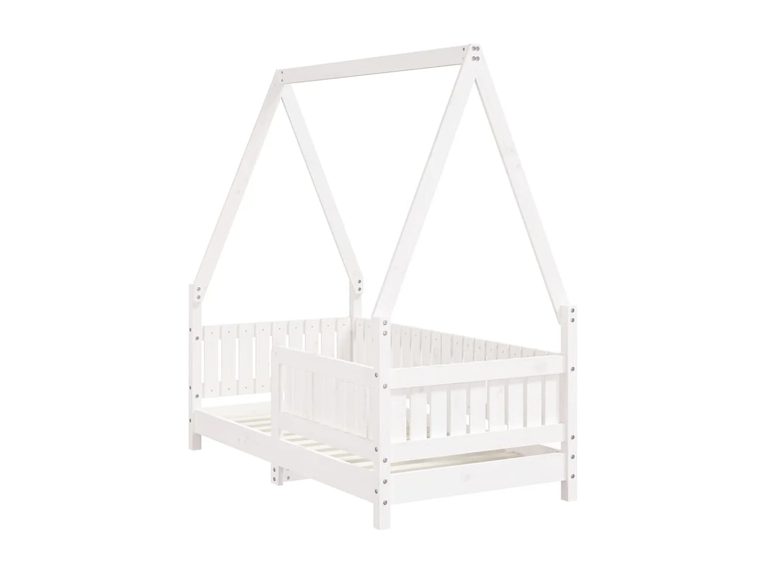 Cadre de lit pour enfant blanc 70x140 bois de pin massif