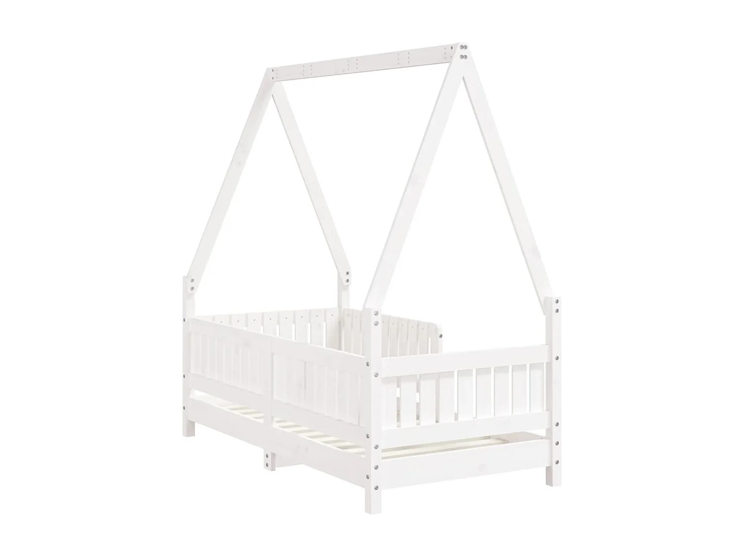 Cadre de lit pour enfant blanc 70x140 bois de pin massif