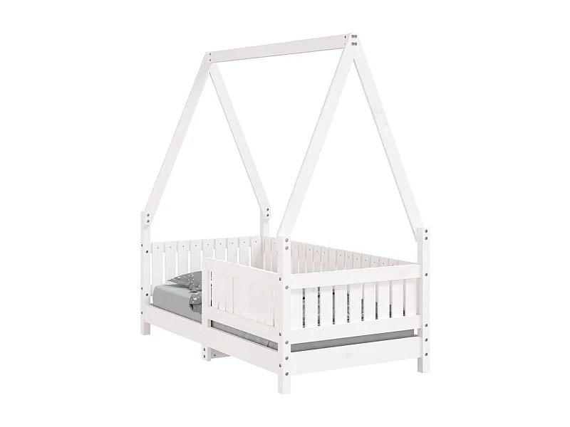 Cadre de lit pour enfant blanc 70x140 bois de pin massif