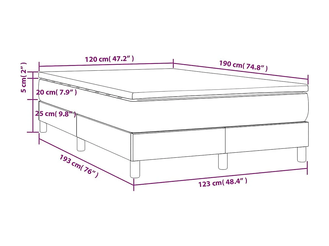 Sommier à lattes de lit avec matelas gris foncé 120x190 tissu