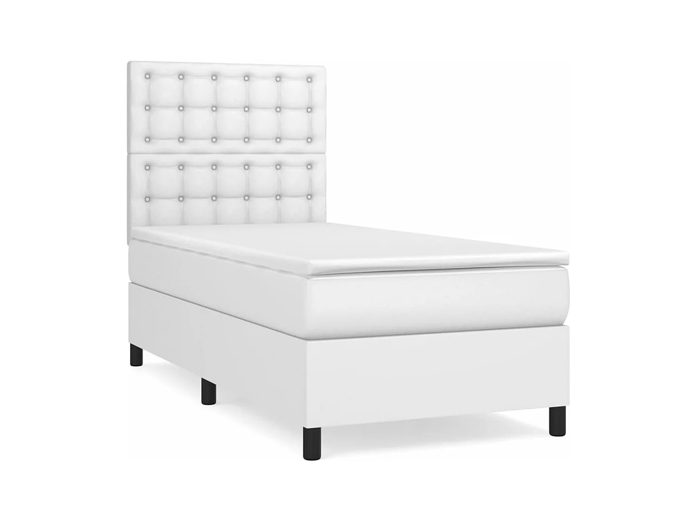 Sommier à lattes de lit avec matelas Blanc 90x190 Similicuir