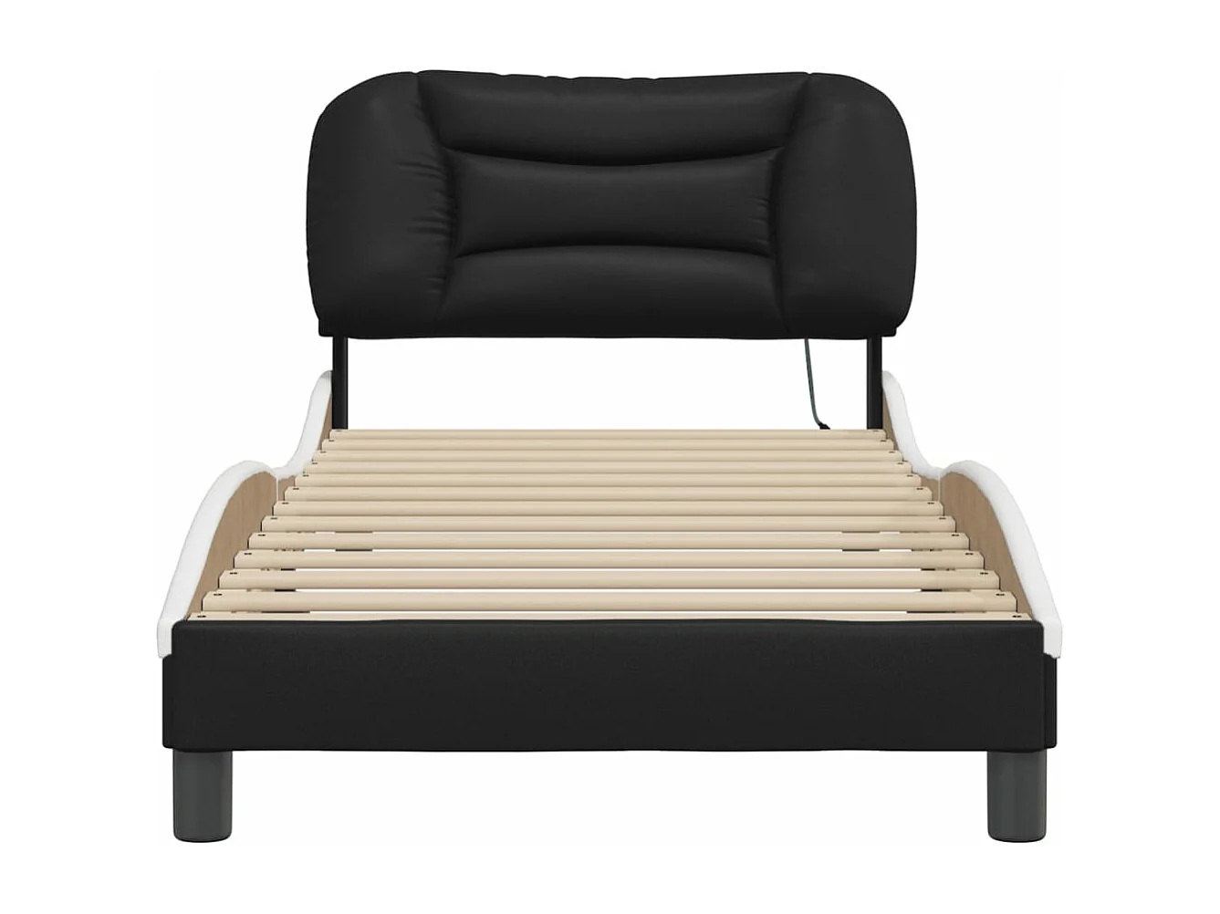 Cadre de lit avec lumières LED noir blanc 90x190 similicuir