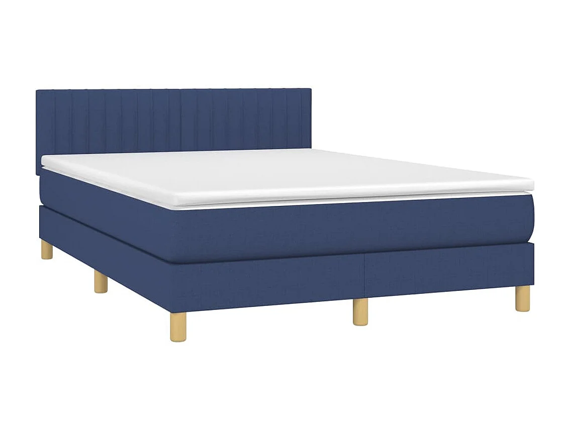 Sommier à lattes de lit avec matelas LED Bleu 140x190 Tissu