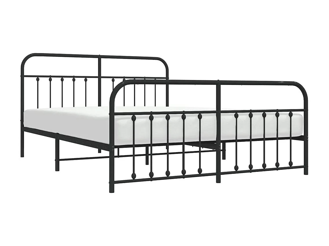 Cadre de lit métal avec tête de lit-pied de lit noir 183x213