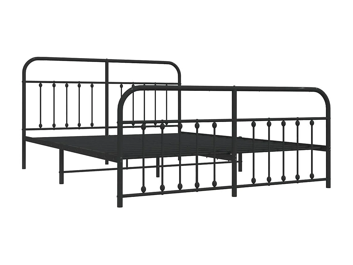 Cadre de lit métal avec tête de lit-pied de lit noir 183x213
