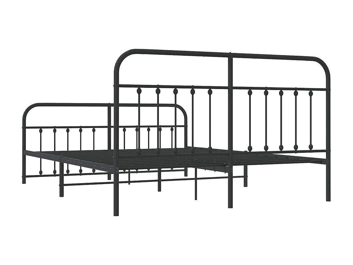 Cadre de lit métal avec tête de lit-pied de lit noir 183x213