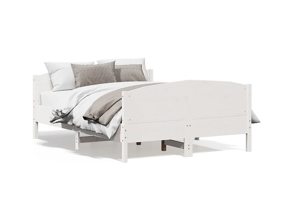 Cadre de lit avec tête de lit blanc 120x190 bois pin massif