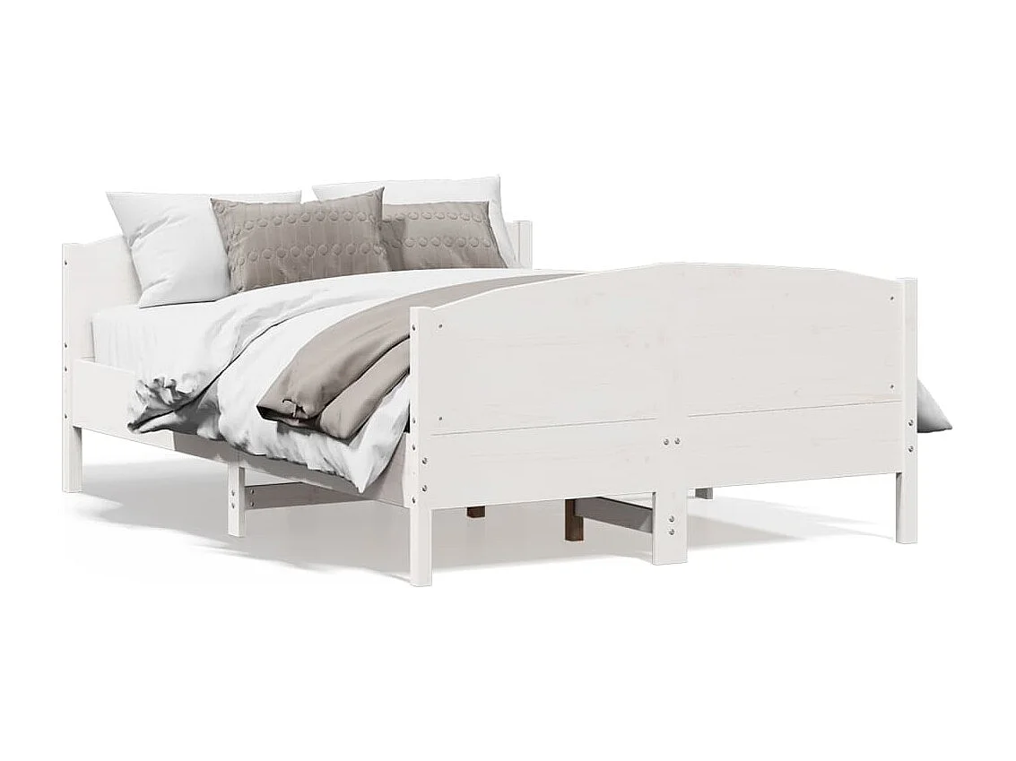 Cadre de lit avec tête de lit blanc 120x190 bois pin massif