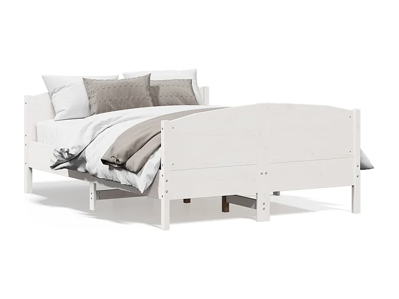 Cadre de lit avec tête de lit blanc 120x190 bois pin massif