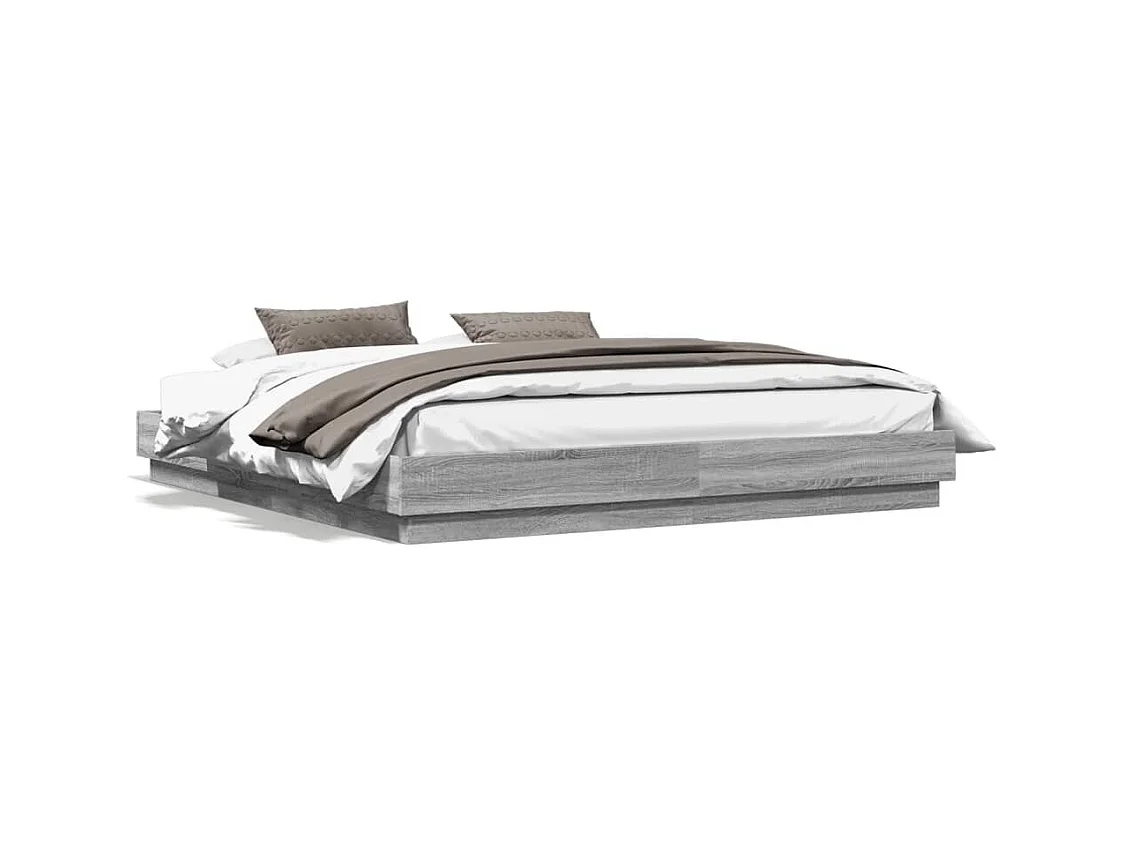 Cadre de lit avec lumières LED sonoma gris 200x200