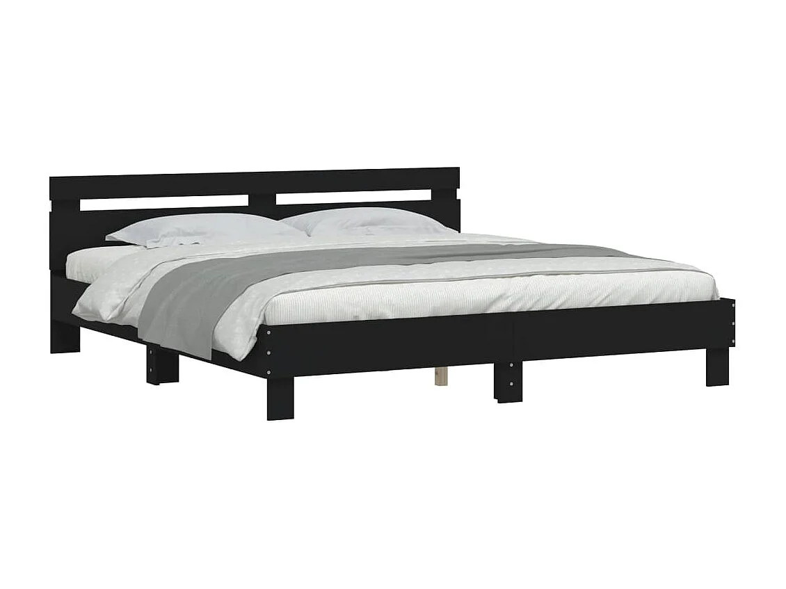 Bedframe met hoofdeinde en LED zwart 180x200 cm