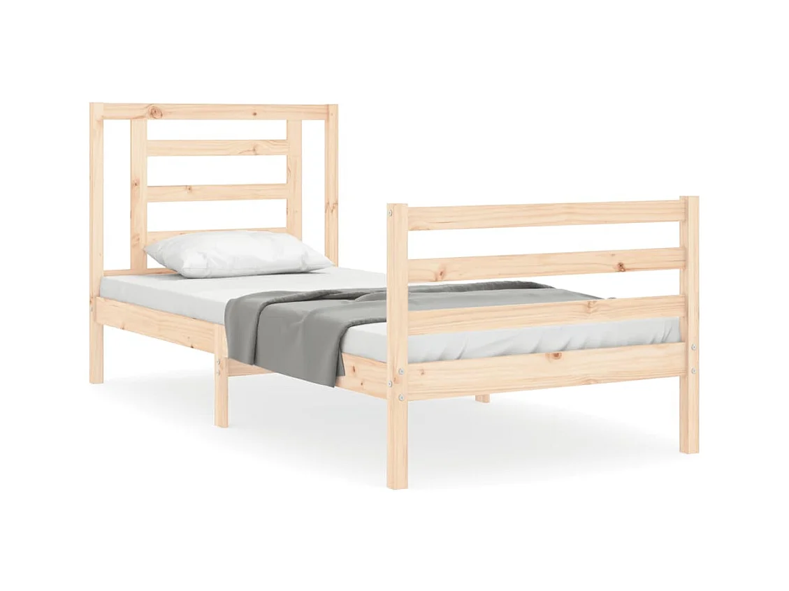 Cadre de lit avec tête de lit 90x200 bois massif
