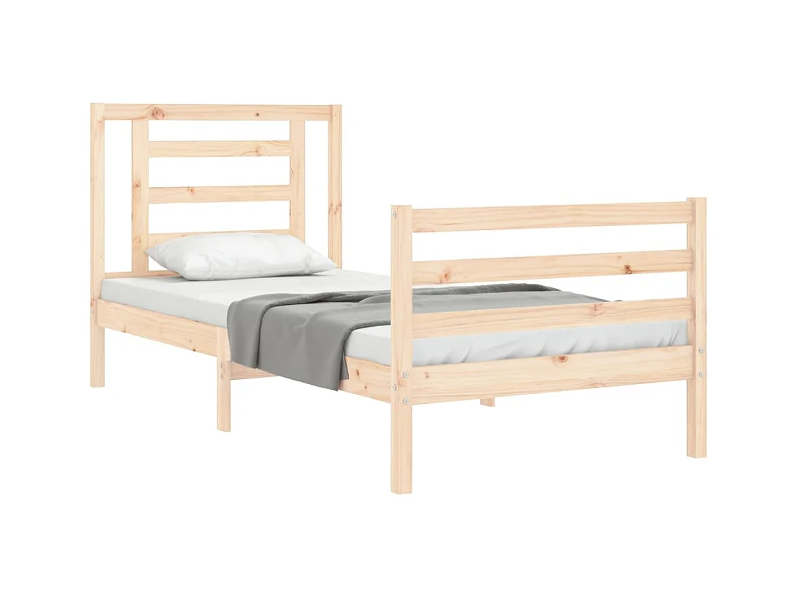 Cadre de lit avec tête de lit 90x200 bois massif