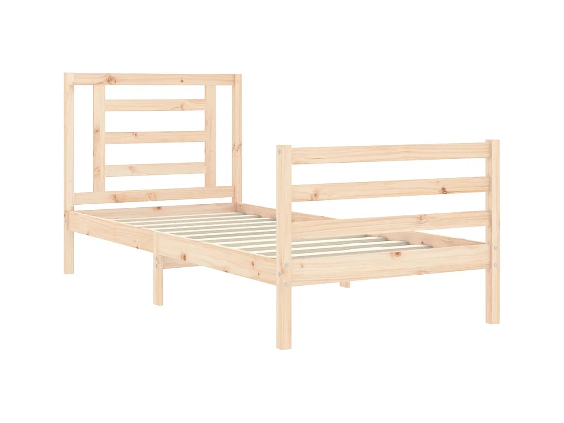 Cadre de lit avec tête de lit 90x200 bois massif