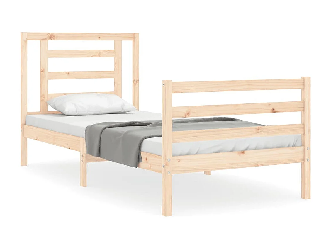 Cadre de lit avec tête de lit 90x200 bois massif