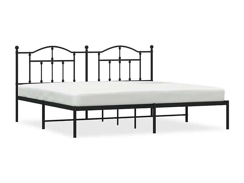 Cadre de lit métal avec tête de lit noir 193x203