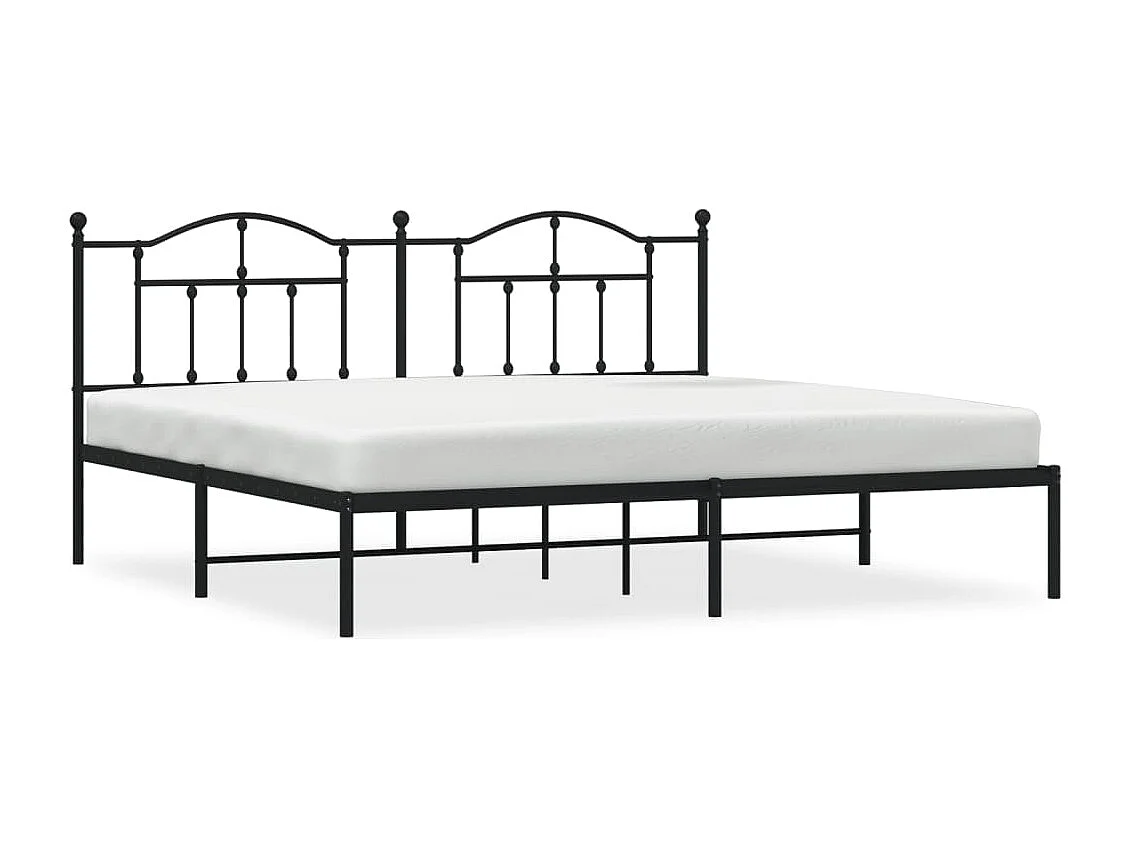 Cadre de lit métal avec tête de lit noir 193x203