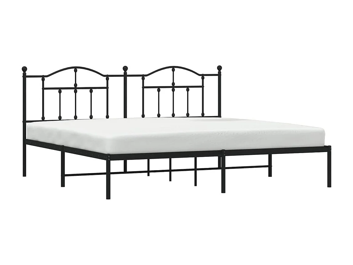 Cadre de lit métal avec tête de lit noir 193x203