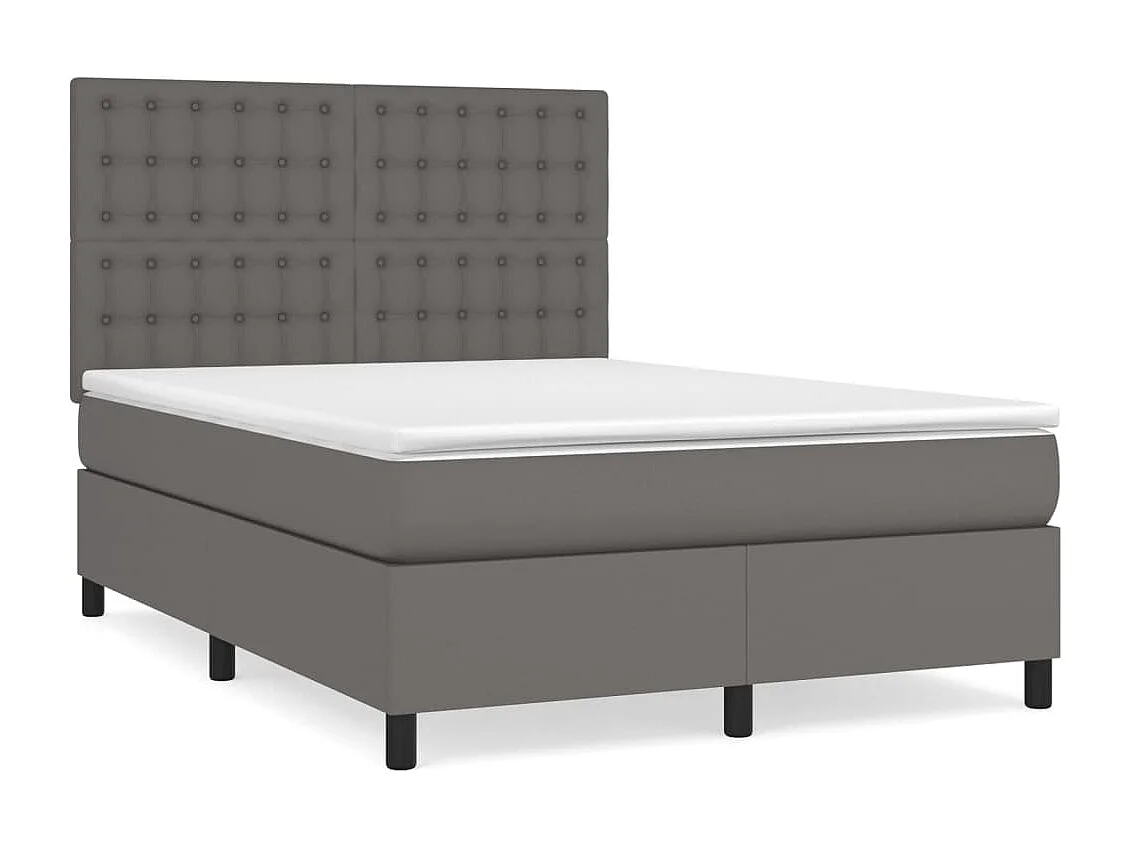 Sommier à lattes de lit avec matelas Gris 140x190 Similicuir