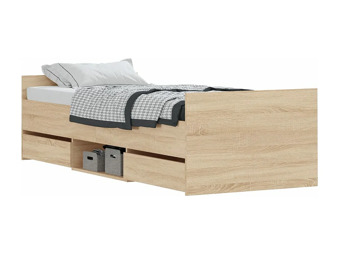 Cadre de lit tête de lit et pied de lit chêne sonoma 75x190