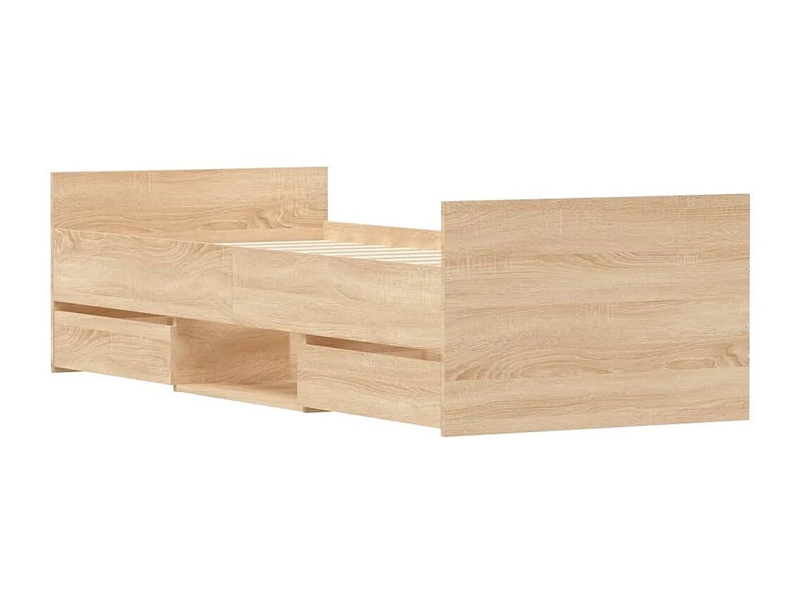 Cadre de lit tête de lit et pied de lit chêne sonoma 75x190