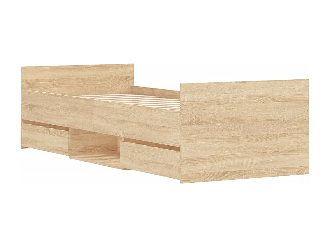 Cadre de lit tête de lit et pied de lit chêne sonoma 75x190
