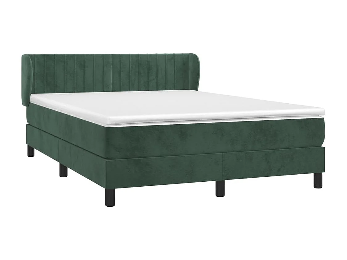 Sommier à lattes de lit et matelas Vert foncé 140x190 Velours