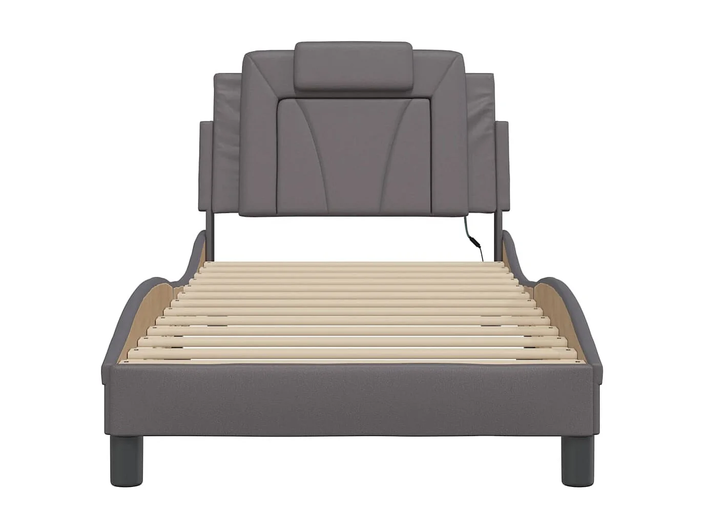 Cadre de lit avec lumières LED gris 90x200 similicuir