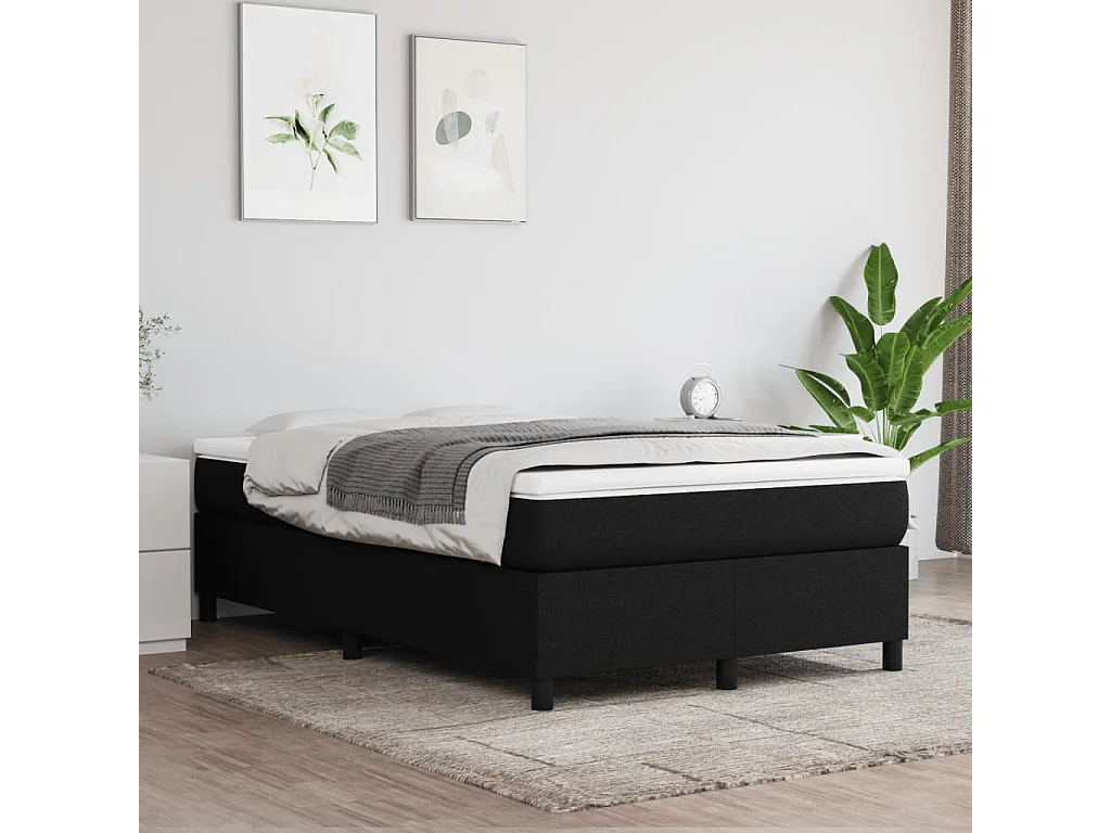 Sommier à lattes de lit avec matelas noir 120x190 tissu