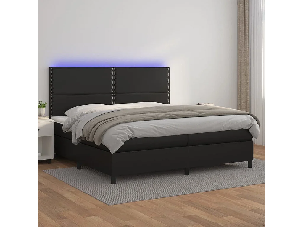 Sommier à lattes de lit avec matelas et LED Noir 200x200