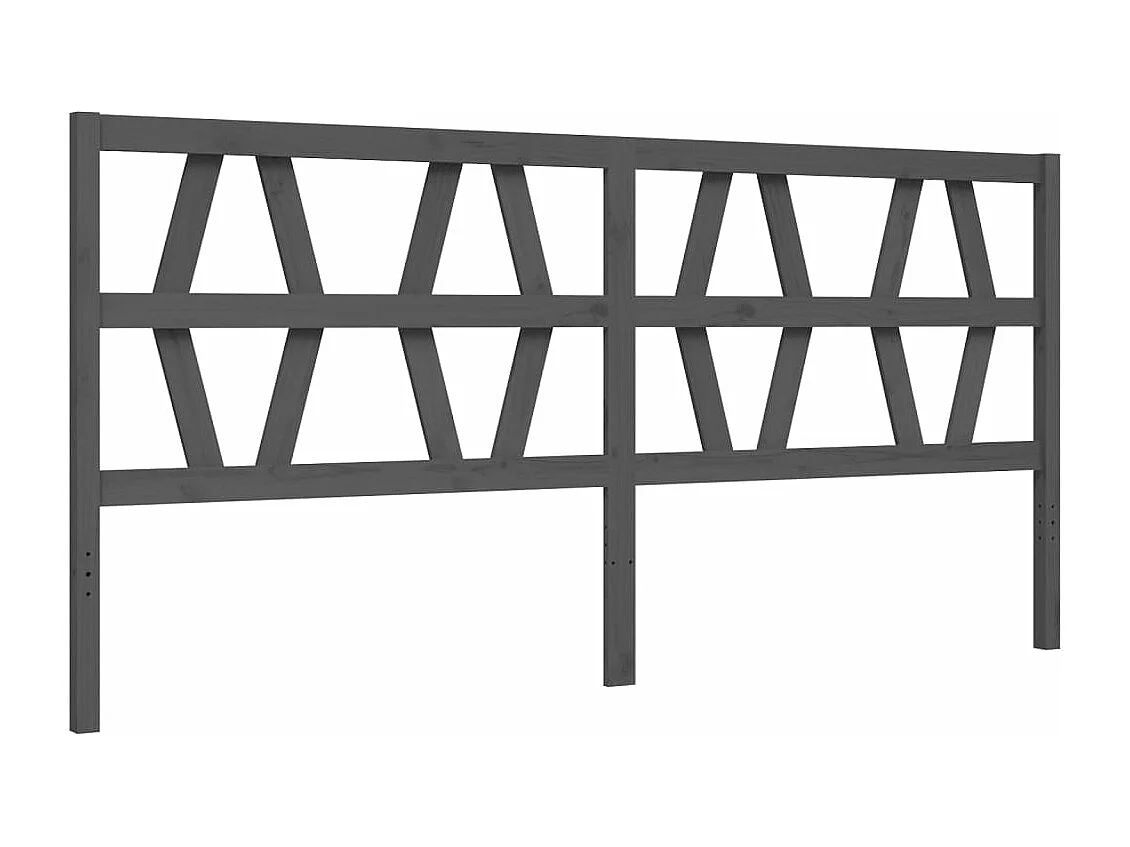 Cadre de lit avec tête de lit gris 200x200 bois massif