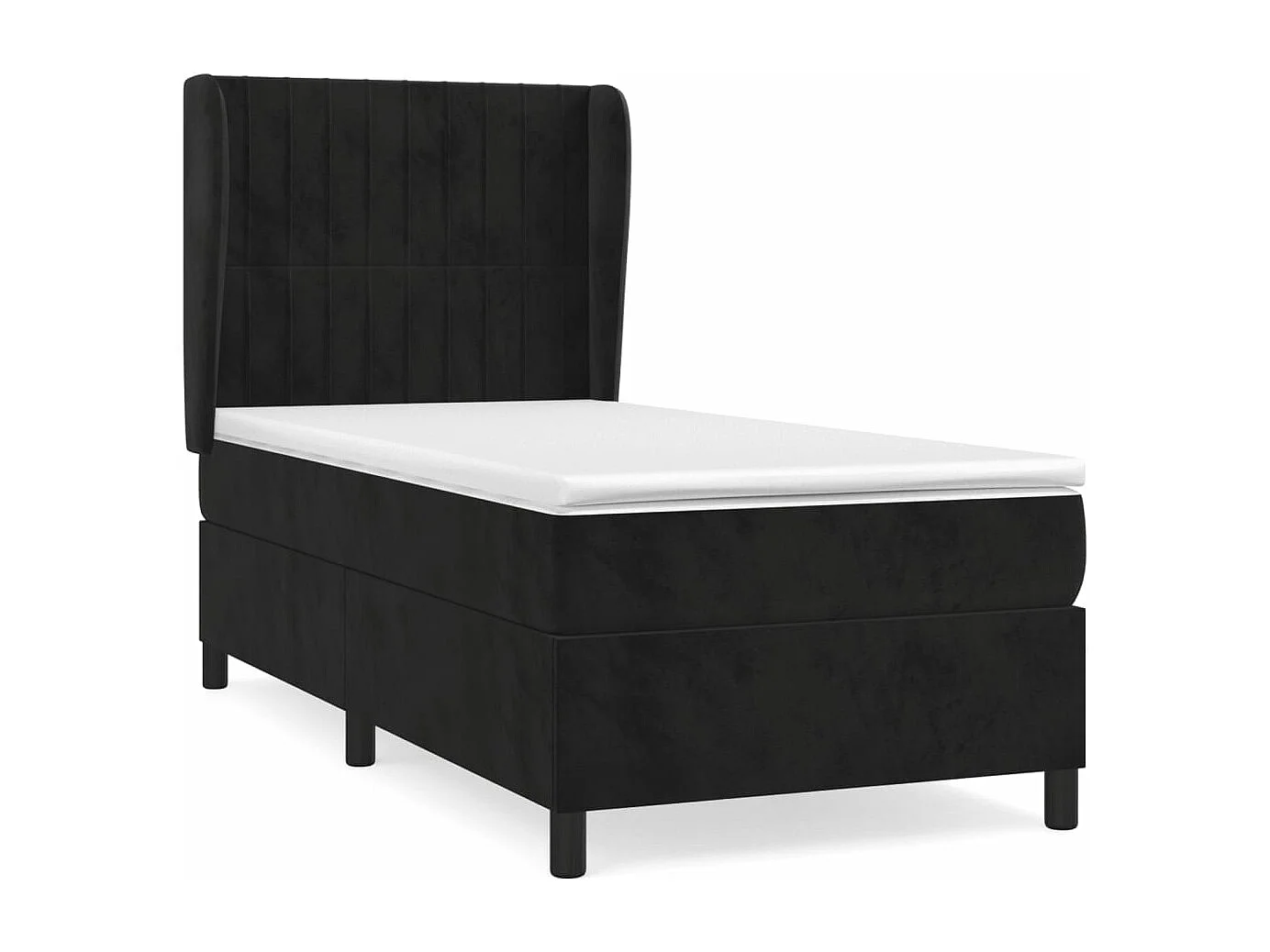 Sommier à lattes de lit avec matelas Noir 100x200 Velours